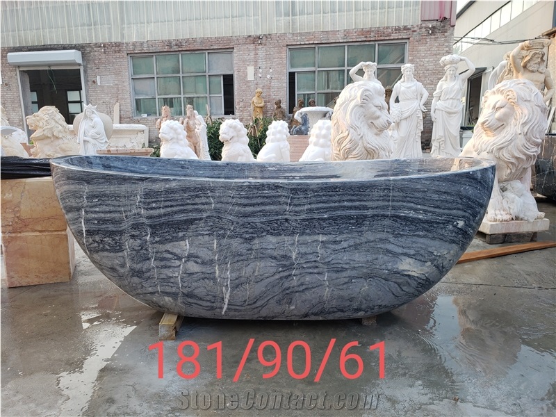 Stone Commercial Bathtub Wooden White Marble Vessel Pedestal Tub