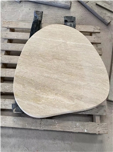 Triangle Stone Coffee Table Tops Beige Travertine
