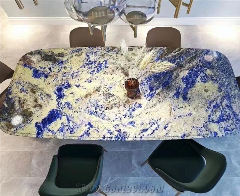 Turning Luxury Granite Carnaval Brown Dining Table Furniture