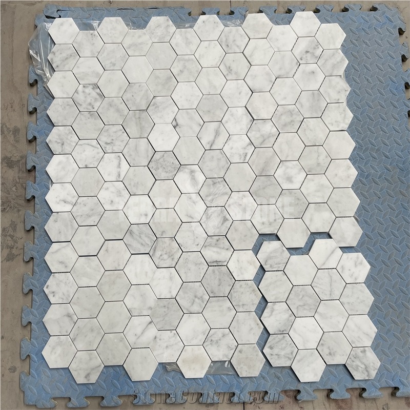 Bianco Carrara Marble 3" Hexagon Honed Mosaic Tile