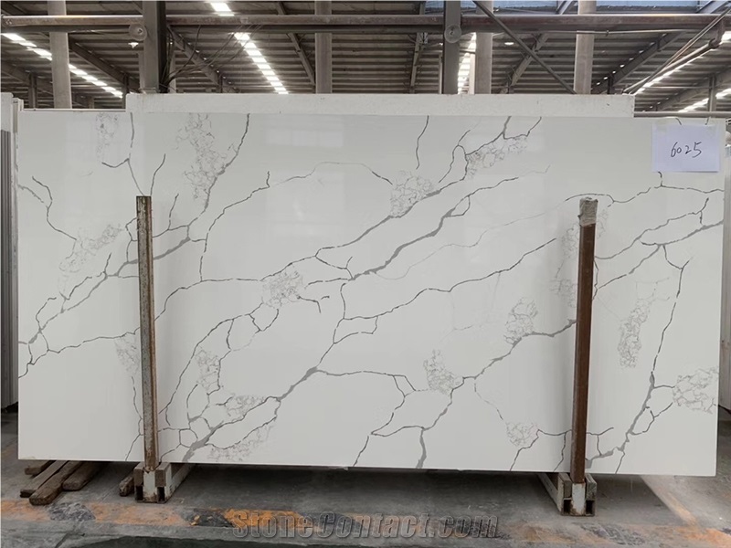 Carrara White Quartz Engineered Stone Slabs