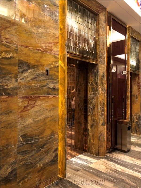 China XIN GE LI Brown Yellow Marble Door Frame