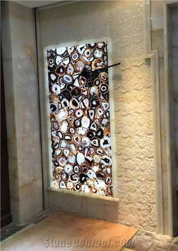 Black Agate Wall Panels,Semiprecious Stone Wall