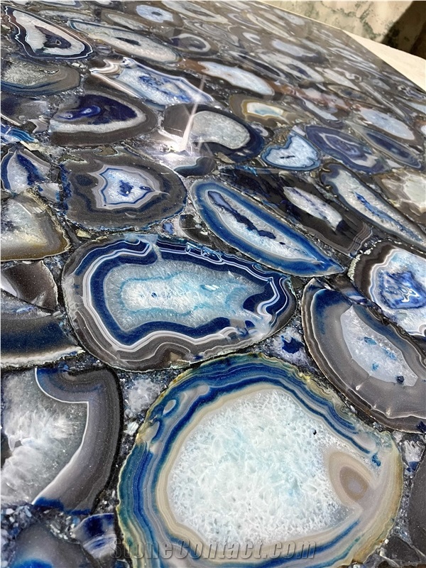 Large Blue Agate Semiprecious Stone Slabs