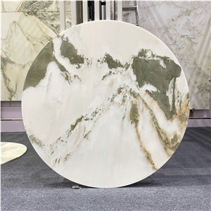 Landscape Painting Marble Round Table Top