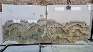 Green And White Onyx Slabs