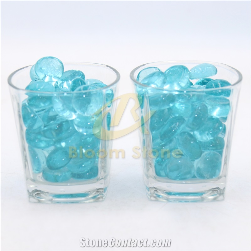 17-19Mm Aqua Blue Flat Glass Gems
