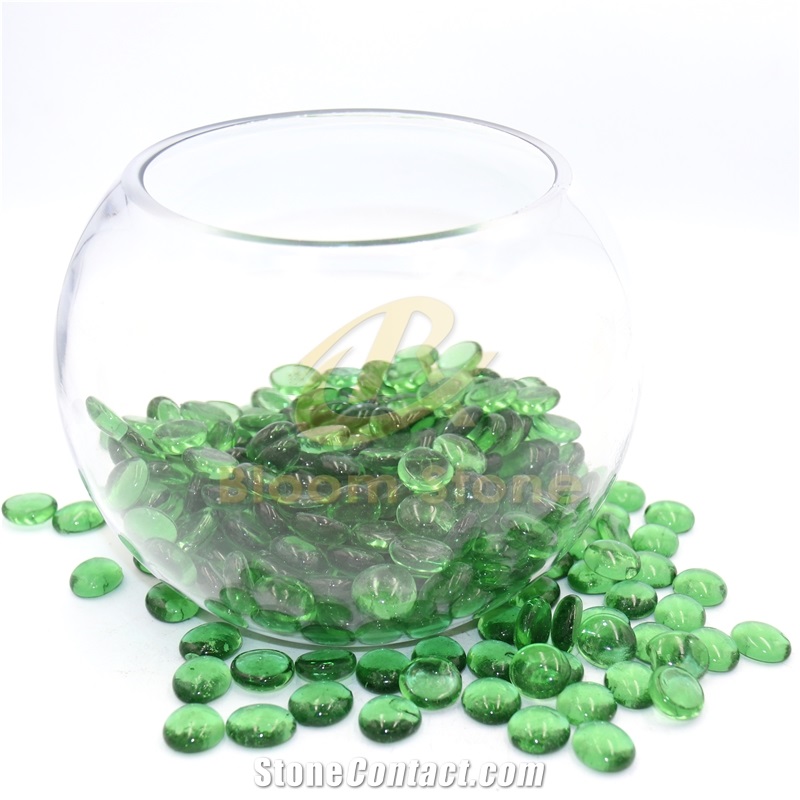 17-19Mm Flat Marble Vase Filler Transparent Light Green