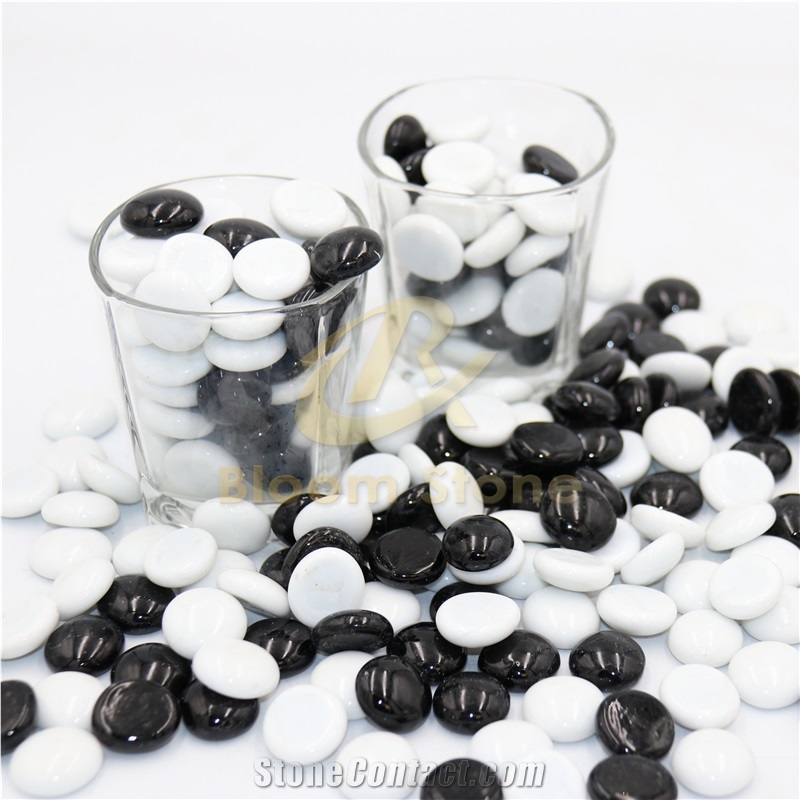 17-19Mm Flat Marble Vase Filler White And Black Mix