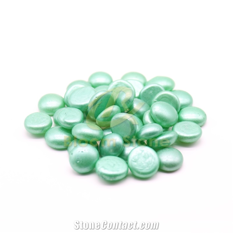 17-19Mm Green Spray Colored Glass Beads Flat Glass Beads