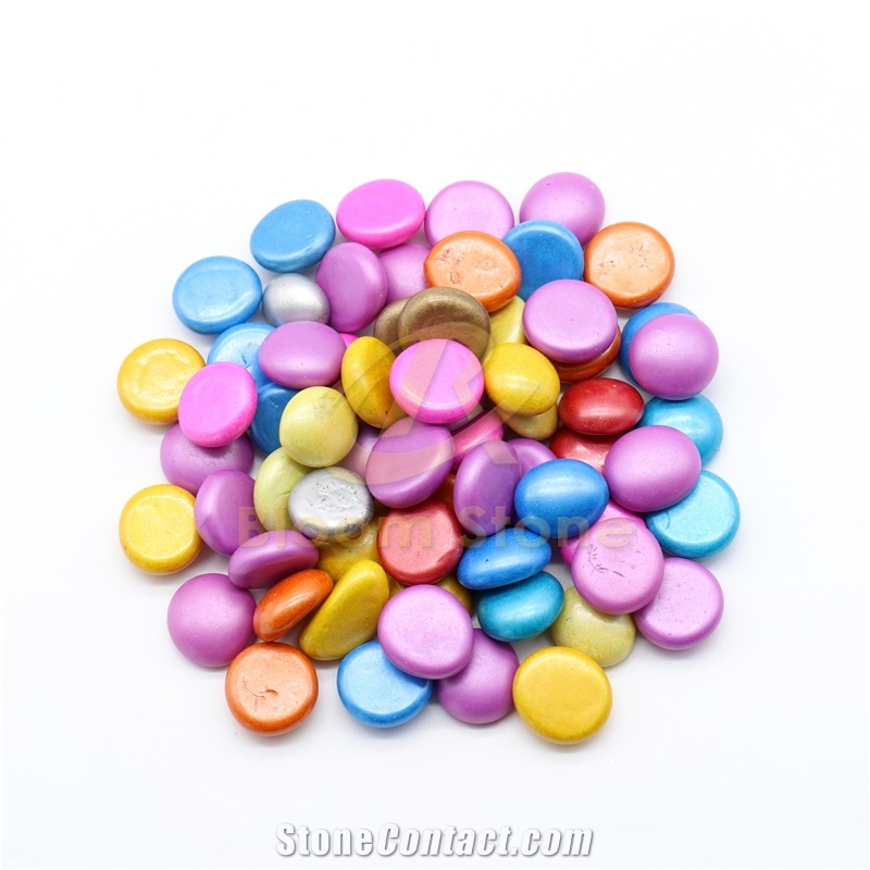17-19Mm Pink Blue Spray Colored Glass Beads Flat Glass Beads