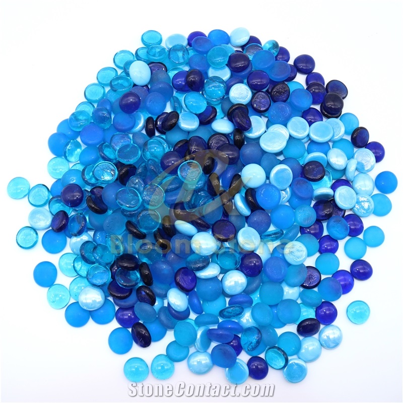 17-19Mm Premium Blue Mixed Flat Glass Marbles from China