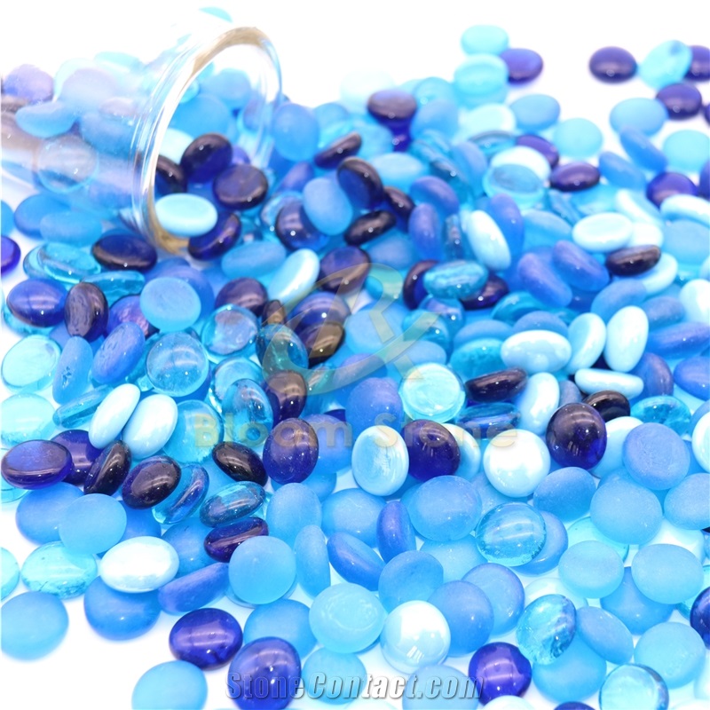 17-19Mm Premium Blue Mixed Flat Glass Marbles