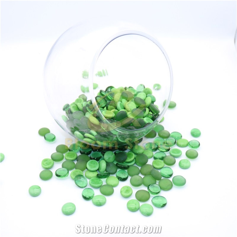 17-19Mm Premium Green Mixed Flat Glass Marbles