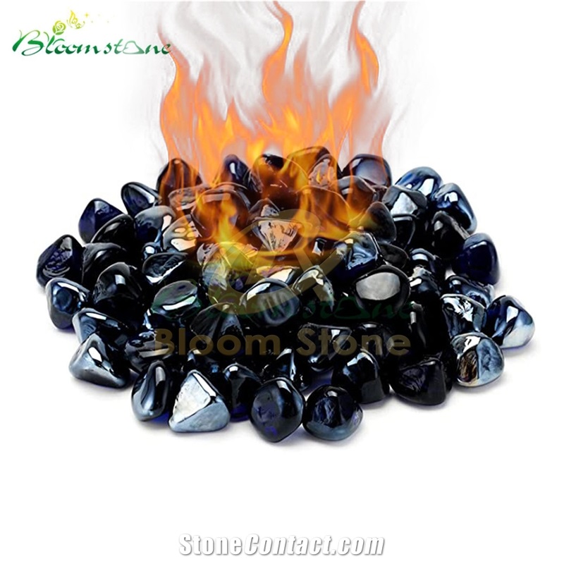 Black Fire Glass Diamonds 1 Inch Fire Pit Glass