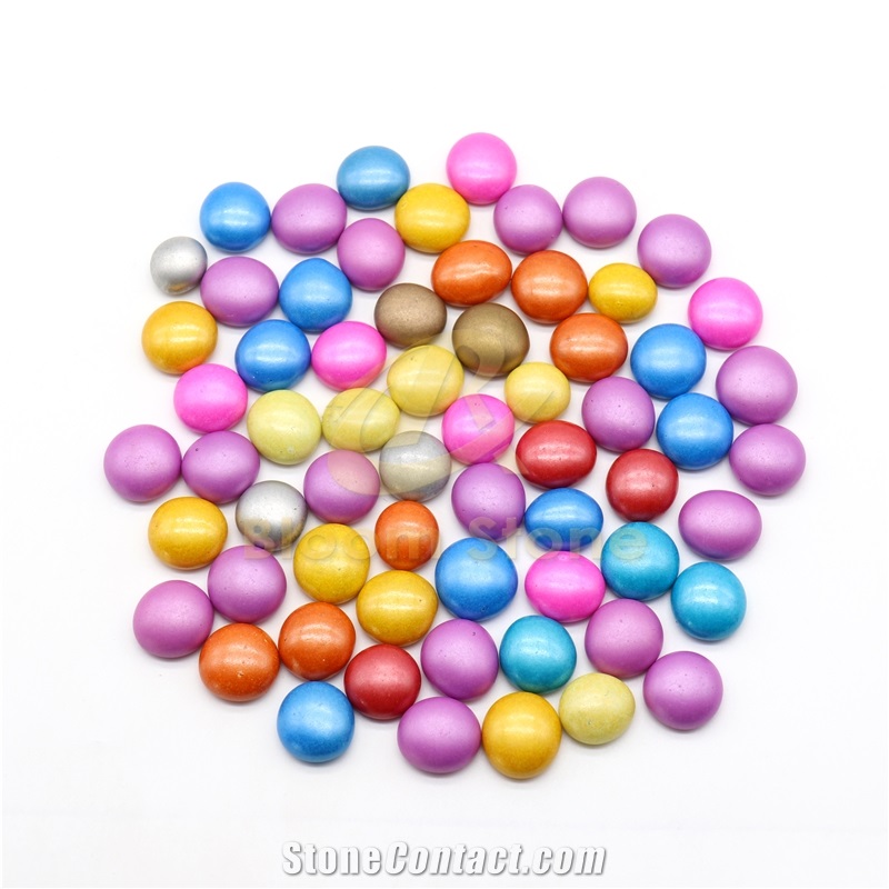 Spray Colored Glass Gems Flat Glass Beads Glass Pebbles