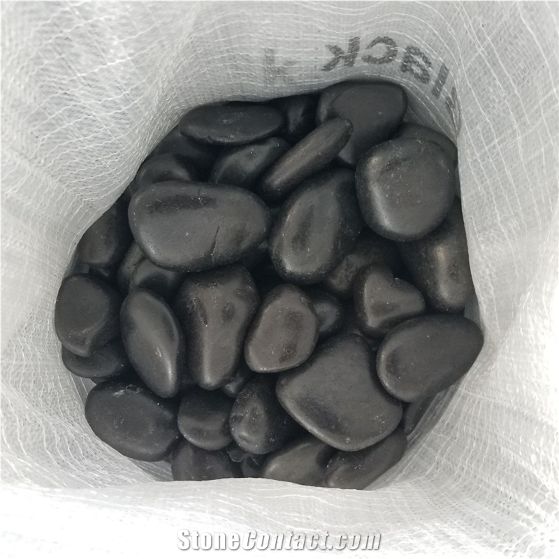 A Grade Polished Black Pebble Stone For Landscaping