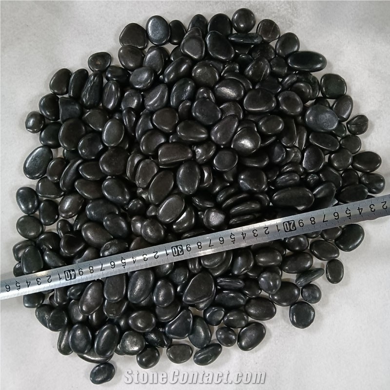 High Polished Black Pebble Stone For Garden Decoration