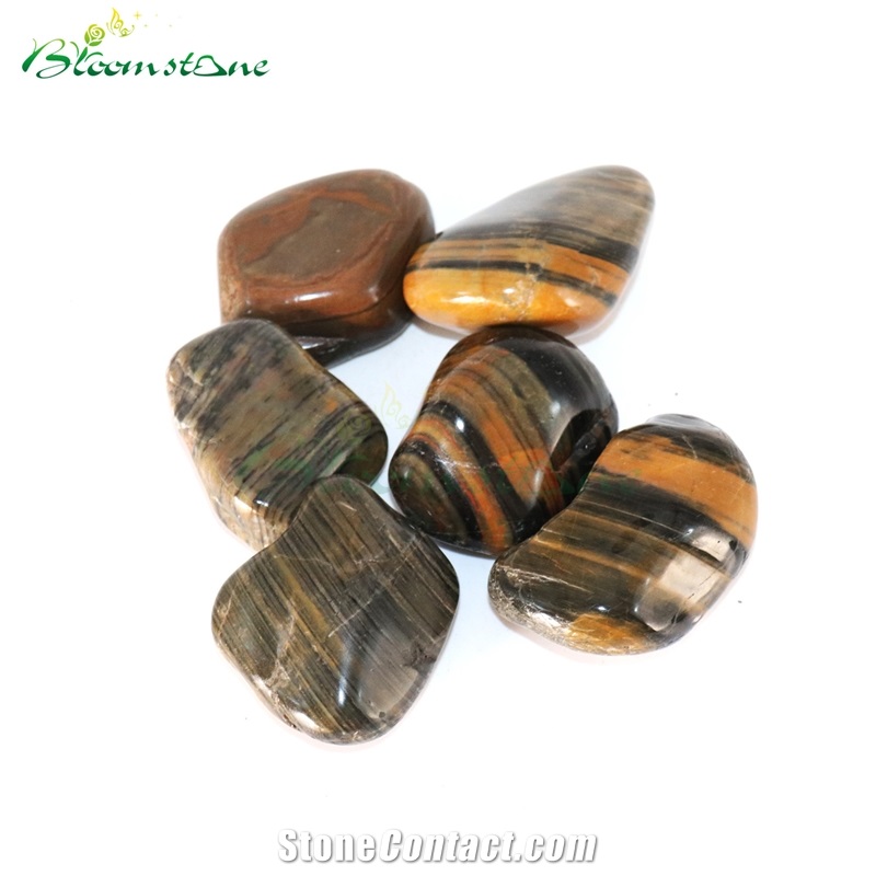 High Polished Stripe Pebble Stone For Garden Decoration