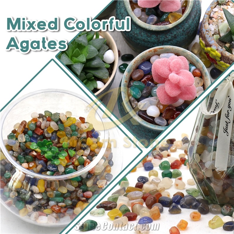 Mixed Natural Polished Agate Stone For Vase Filler Gravel