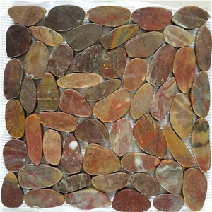 Red Marble Sliced Pebble Mosaic Titles