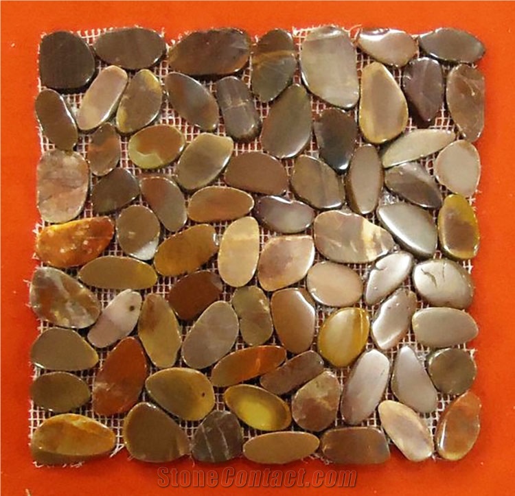 Red Marble Sliced Pebble Mosaic Titles