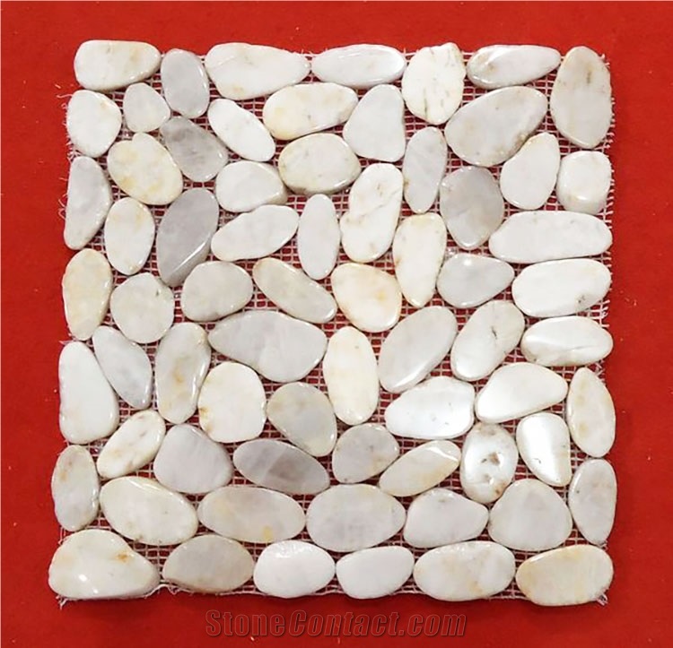 White Sliced Pebble Title Pebble Stone Mosaic