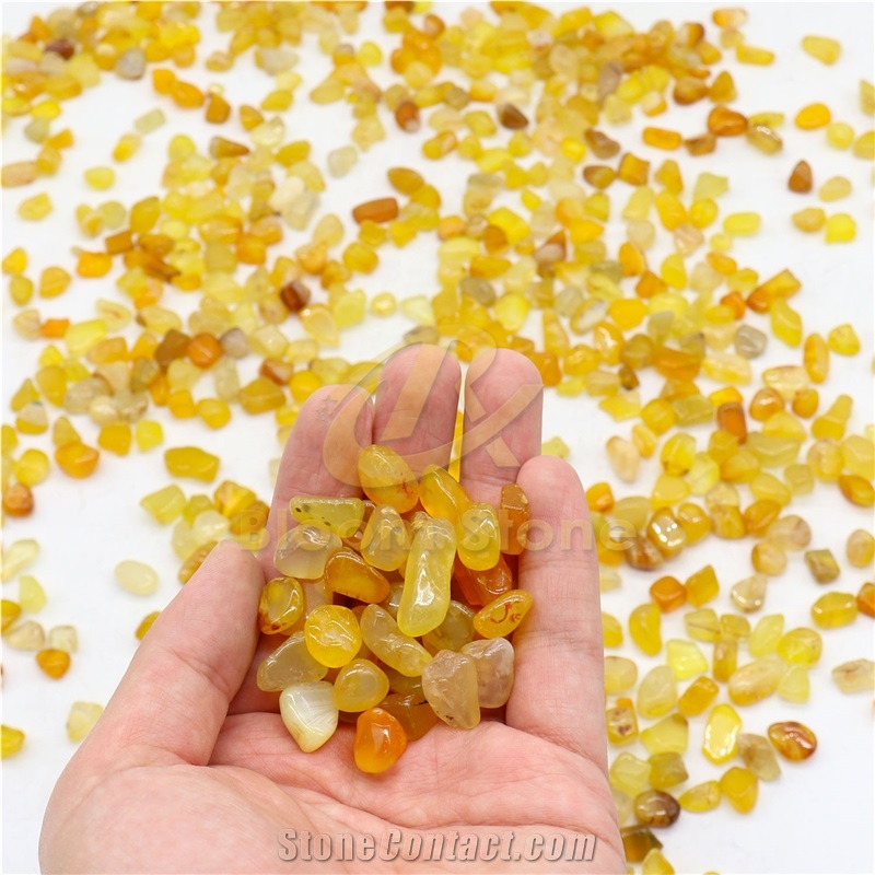 Yellow Natural Polished Agate Stone For Fish Tank Gravel