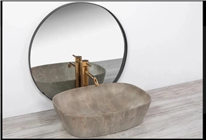 Hellia Beige Solid Surface Artificial Marble Wash Basin