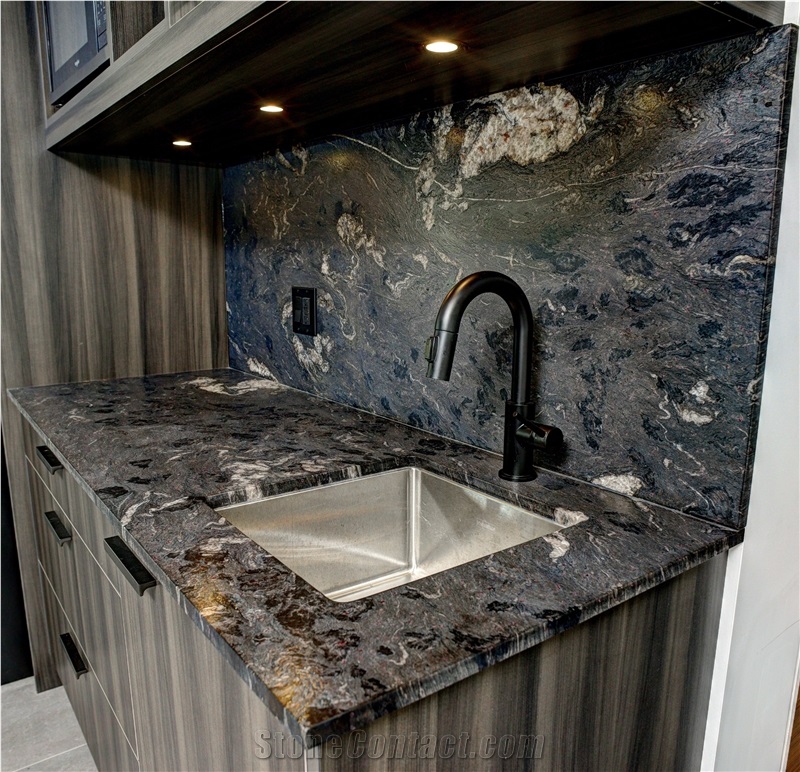 2Cm Titanium Granite Polished Edge: Eased Kitchen Island Top