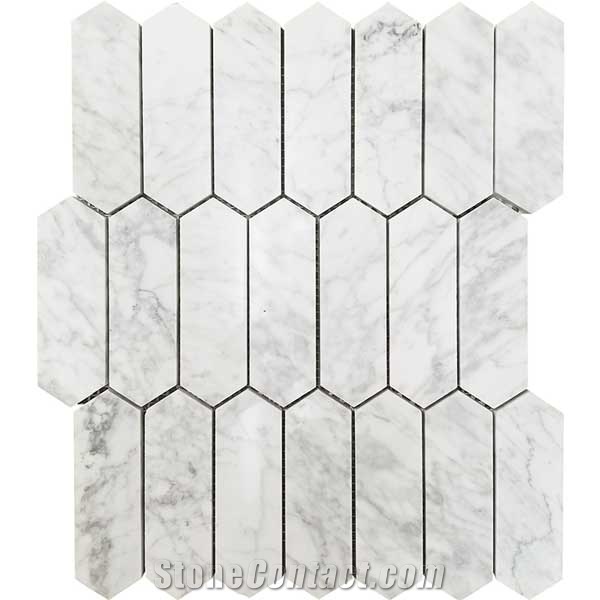 1 3/8" X 5.5" Carrara Marble Pickets Mosaic Tile