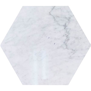 12" X 12" Carrara Hexagon Polished Marble Tiles