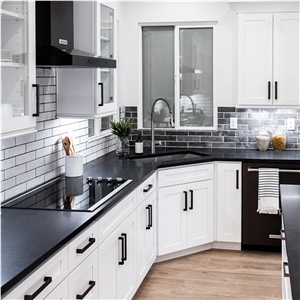 Classic Black Quartz Kitchen Countertop