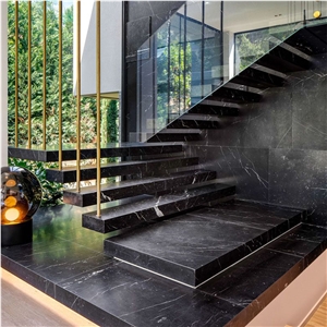 Black Marquina Marble Staircase Steps