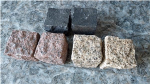 Pink/ Yellow Granite Cubes, Cobble Stone