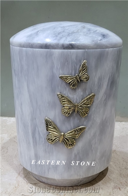 ASH URNS WITH BRASS BUTTERFLY