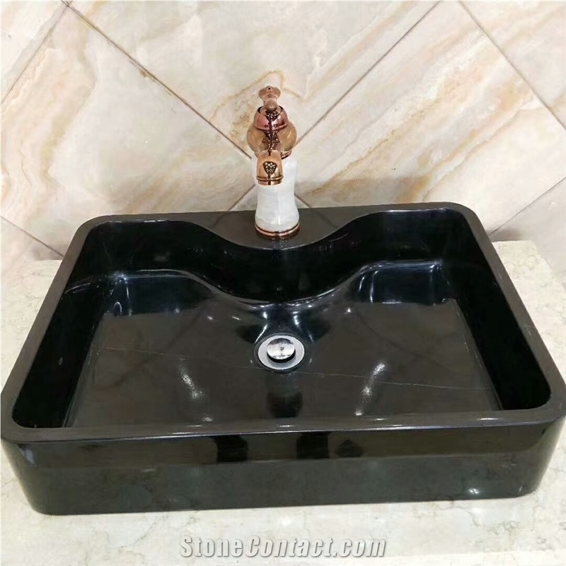 Nero St Laurent Marble Stone Bathroom Sink