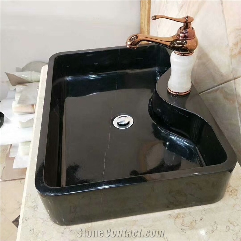 Nero St Laurent Marble Stone Bathroom Sink