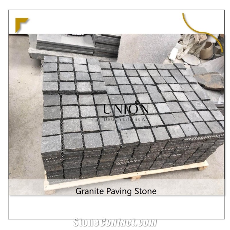 UNION DECO Black Granite Cube Stone For Sideway Pavement