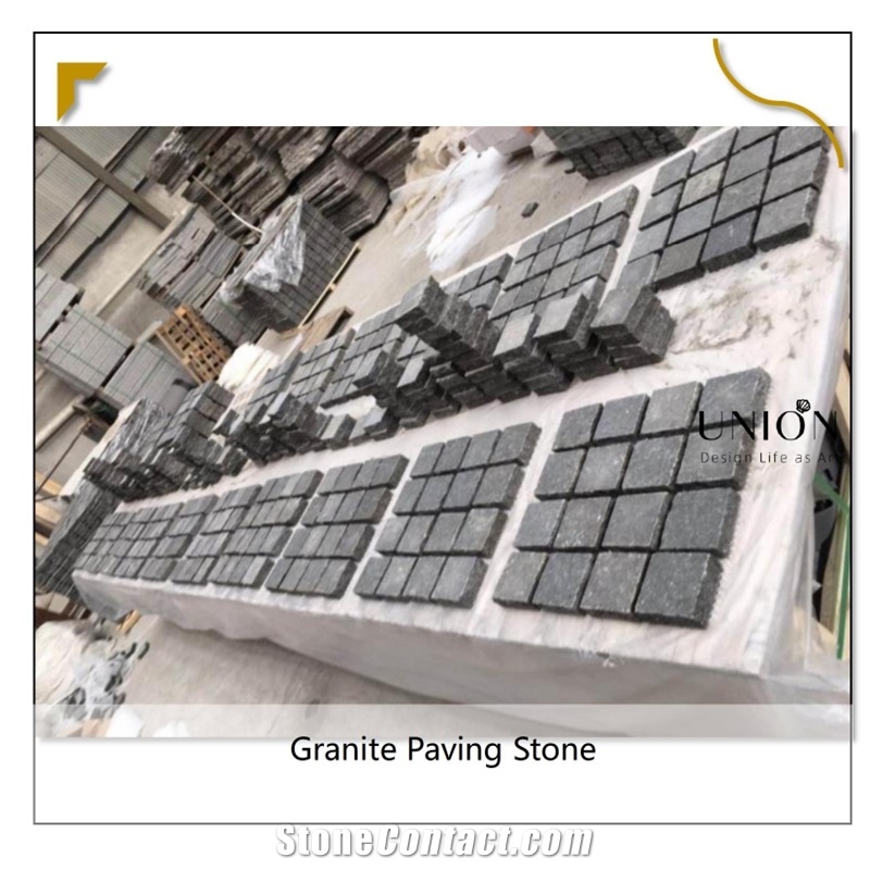 UNION DECO Black Granite Cube Stone For Sideway Pavement