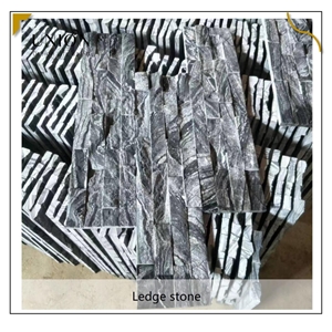 UNION DECO Black Wooden Marble Ledge Stone 15X60cm Panel