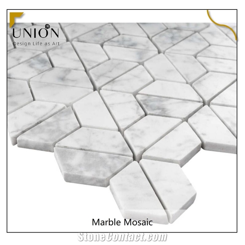 UNION DECO Carrara Marble Honeycomb Mosaic Floor Wall Tile