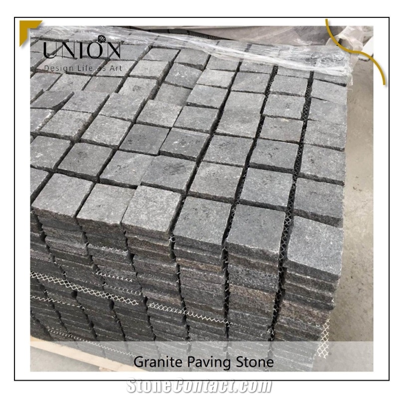 UNION DECO Dark Grey Granite Cobble Landscaping Paver Stone