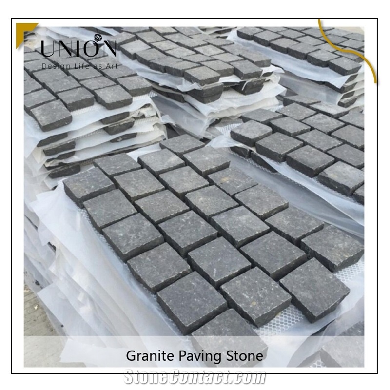 UNION DECO Dark Grey Granite Cobble Landscaping Paver Stone