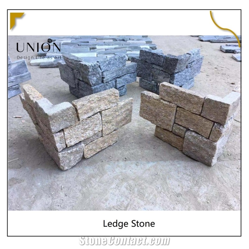 UNION DECO Granite Stacked Stone Wall Corner Ledger Panel