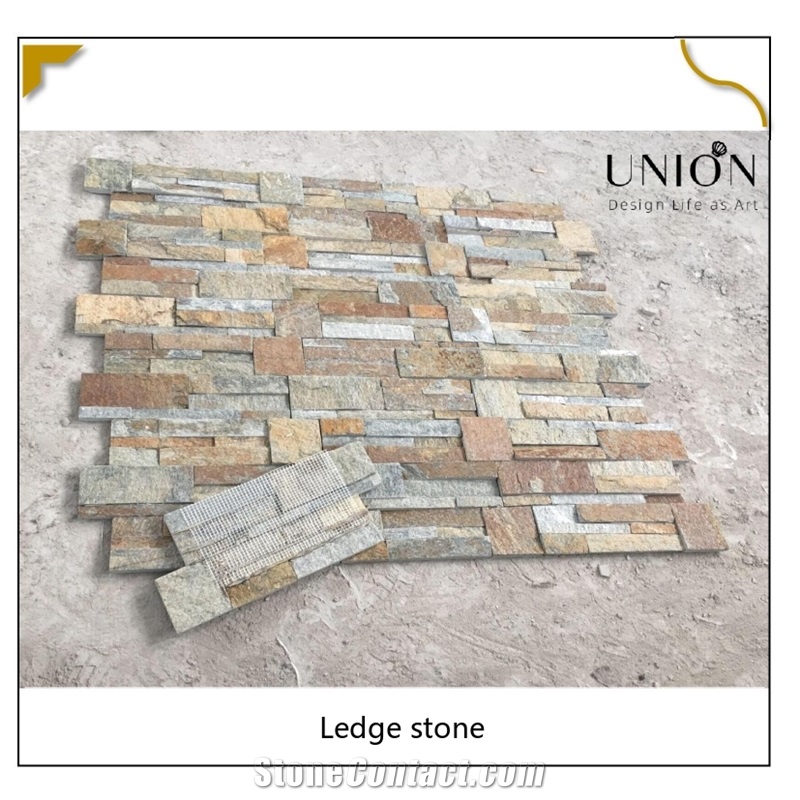 UNION DECO Natural Split China Rust Slate Stacked Stone Panel