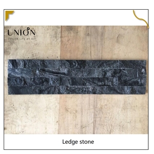 UNION DECO Natural Stone Black Wooden Stacked Stone Panel