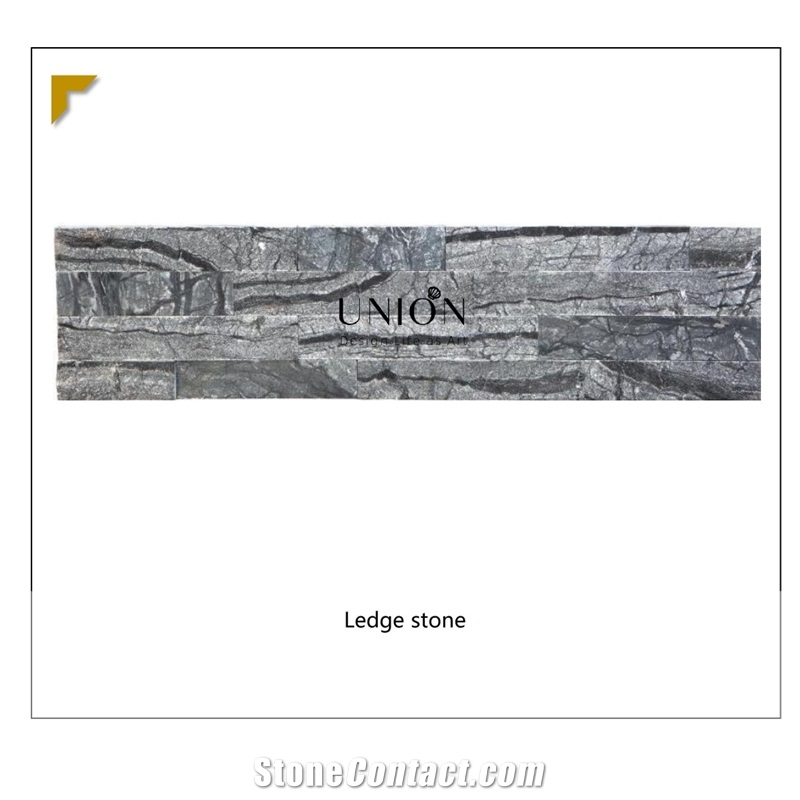 UNION DECO Natural Stone Black Wooden Stacked Stone Panel