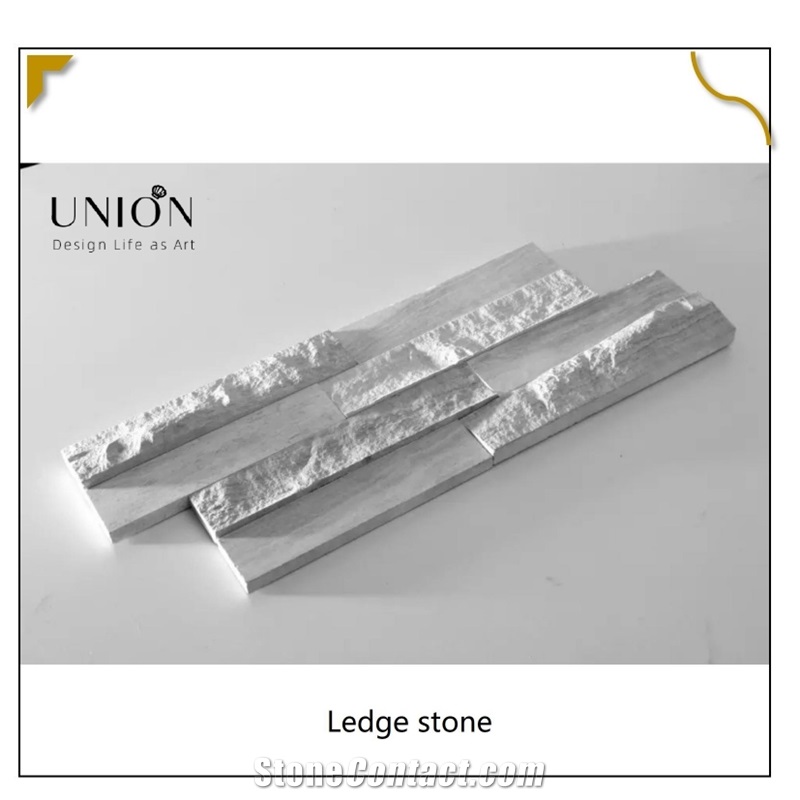 UNION DECO Natural Surface Mixed Polished White Wooden Stone