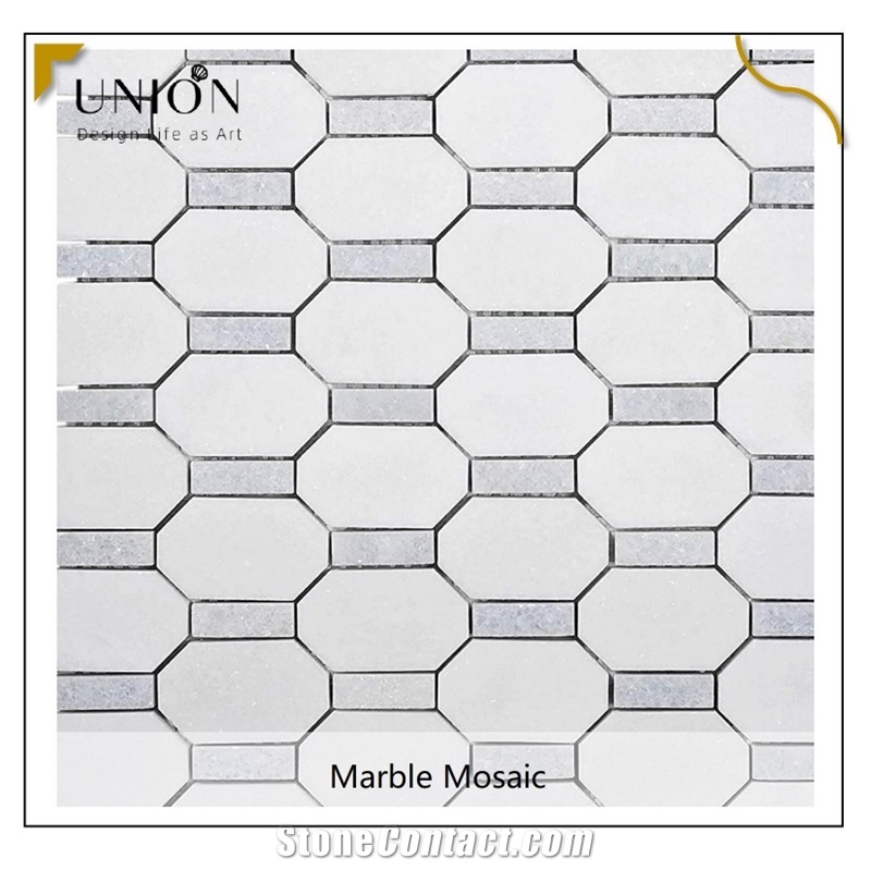 UNION DECO Polished Marble Mosaic Tile Classic Backsplash